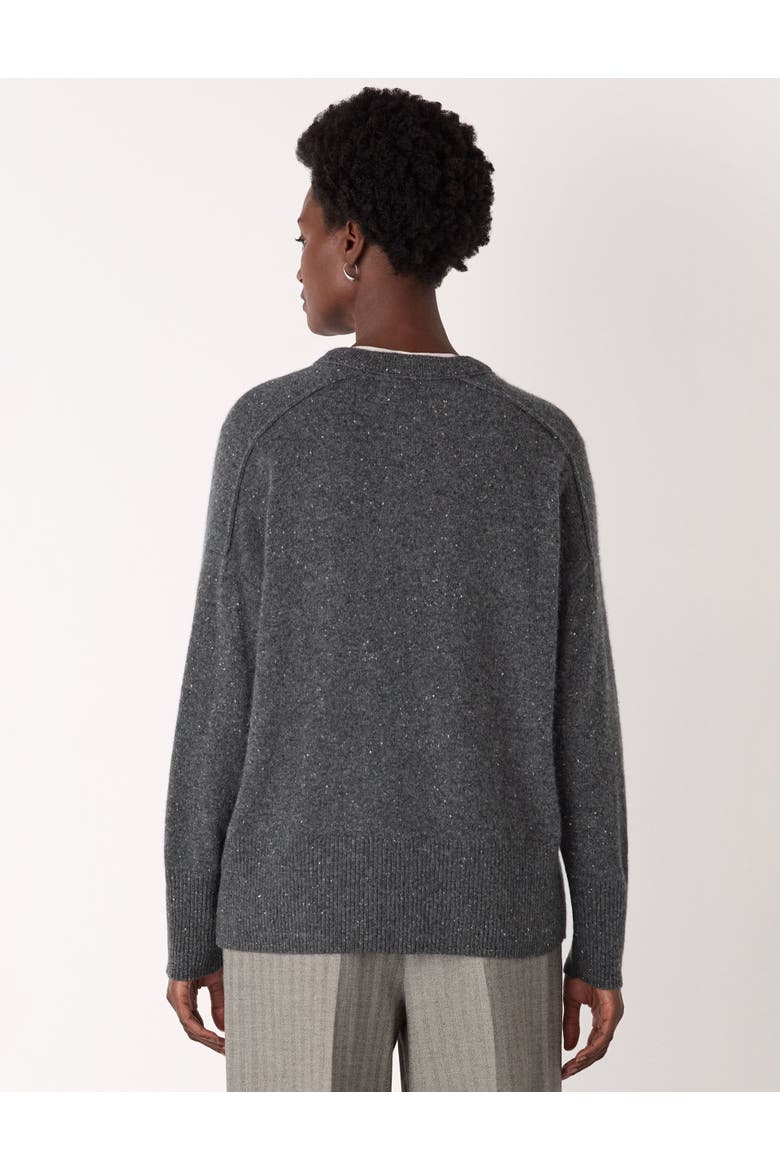 Cashmere Fleck Seam Crew Sweater, Alternate, color, Dark Grey