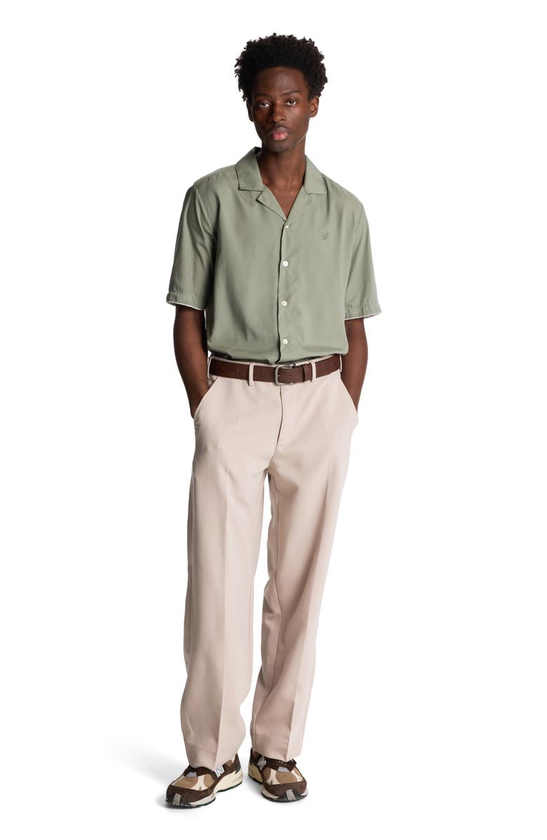Lyle & Scott Contrast Cuff Shirt, Main, color, Clay Green/ White