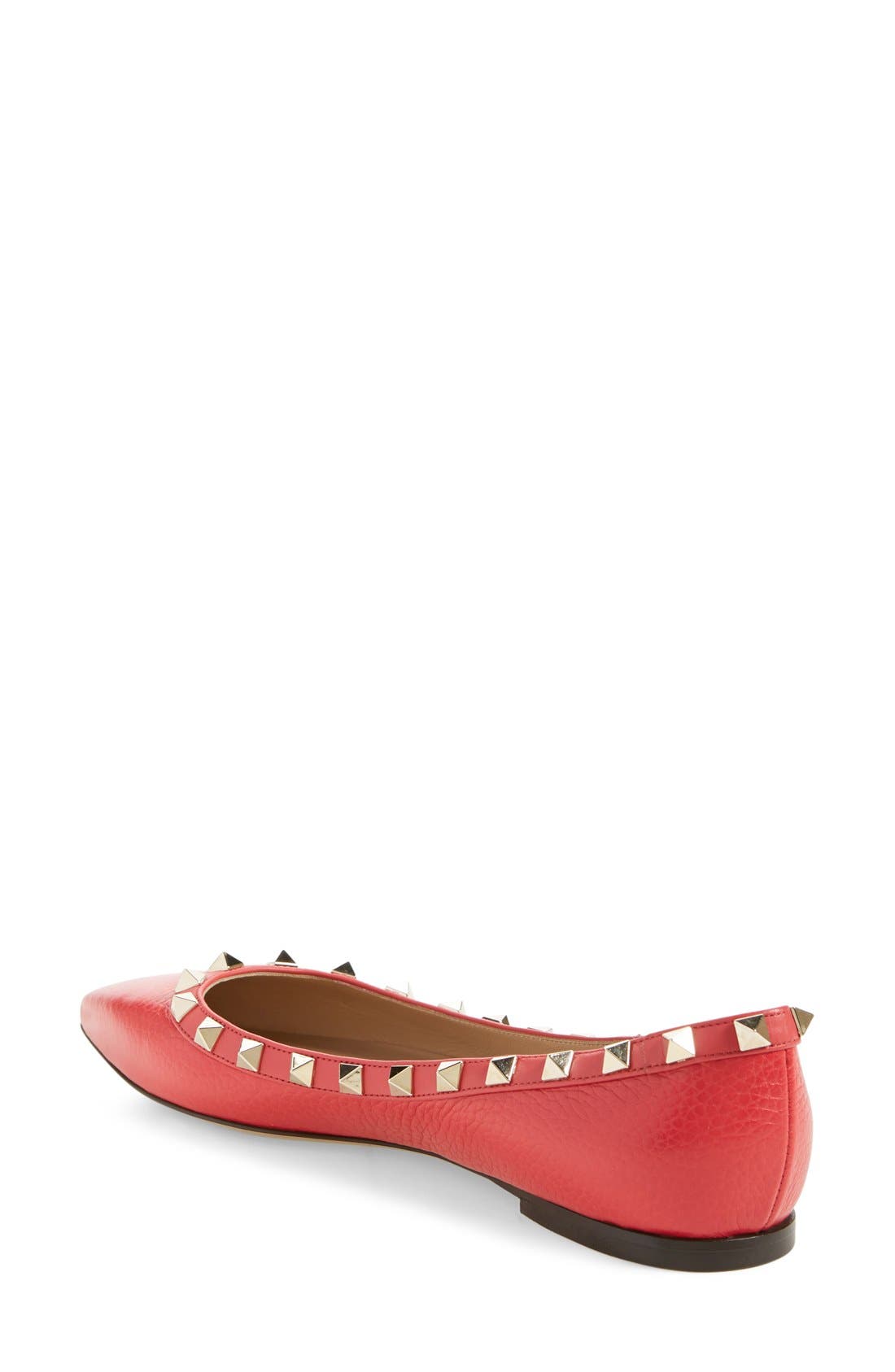 Valentino Rockstud Ballerina Flat, Alternate, color, FRAGOLA RED LEATHER