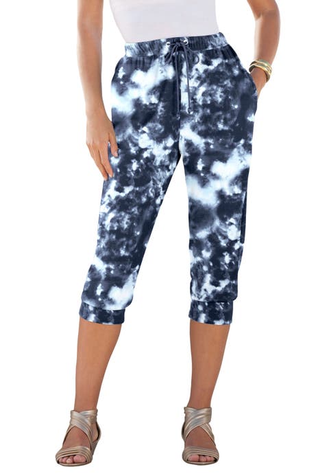 Plus Size Soft Knit Capri Pant With Drawstring Waist (Plus)