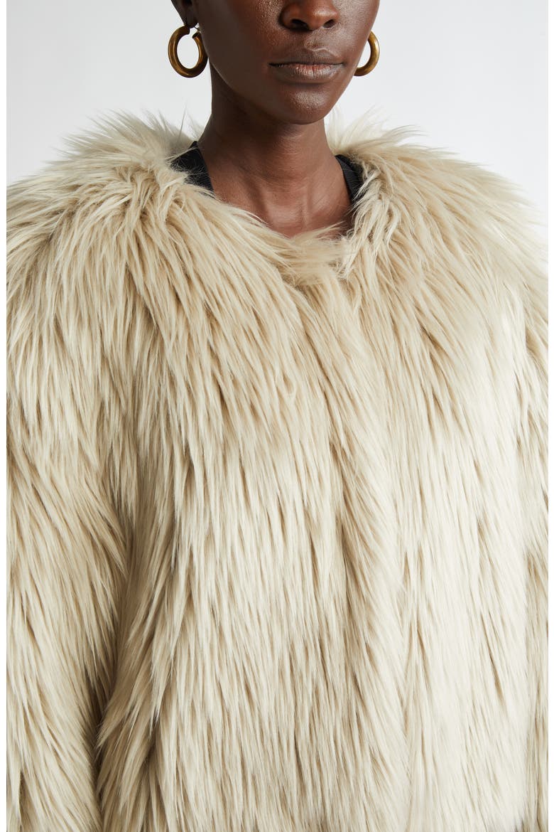 Faux Fur Crop Jacket, Alternate, color, MASTIC