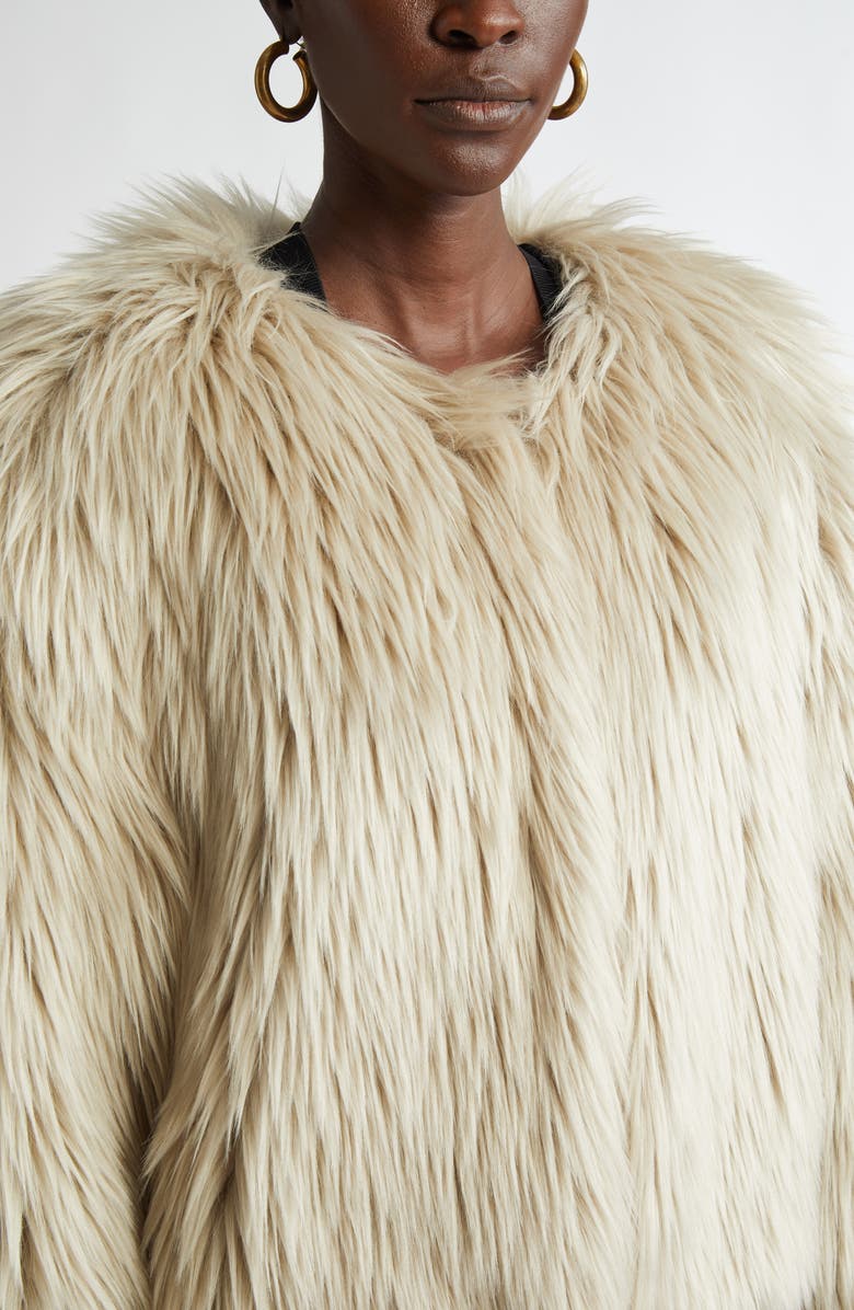 St. John Collection Faux Fur Crop Jacket, Alternate, color, 