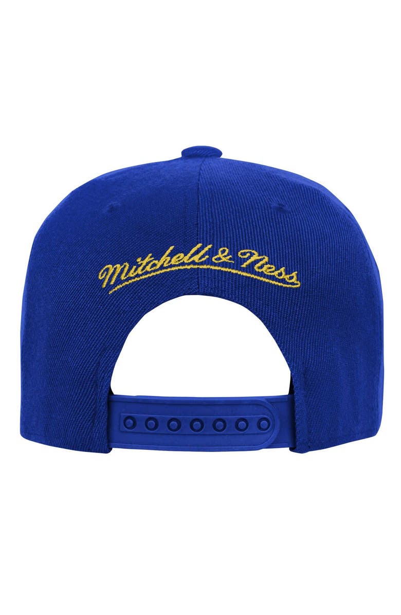 Mitchell & Ness Youth Mitchell & Ness White/Royal Golden State Warriors Retro Sport Color Block Script Snapback Hat, Alternate, color, 