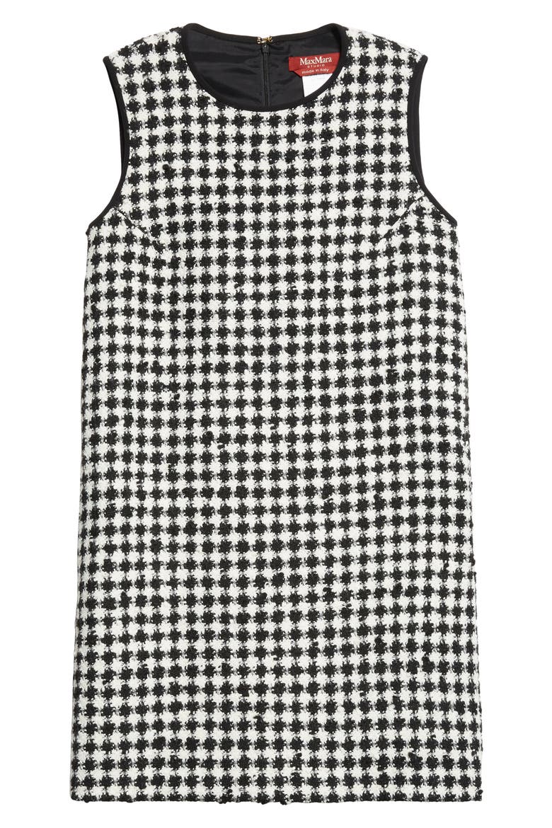 Moschea Houndstooth Tweed Shift Dress, Alternate, color, WHITE/ BLACK