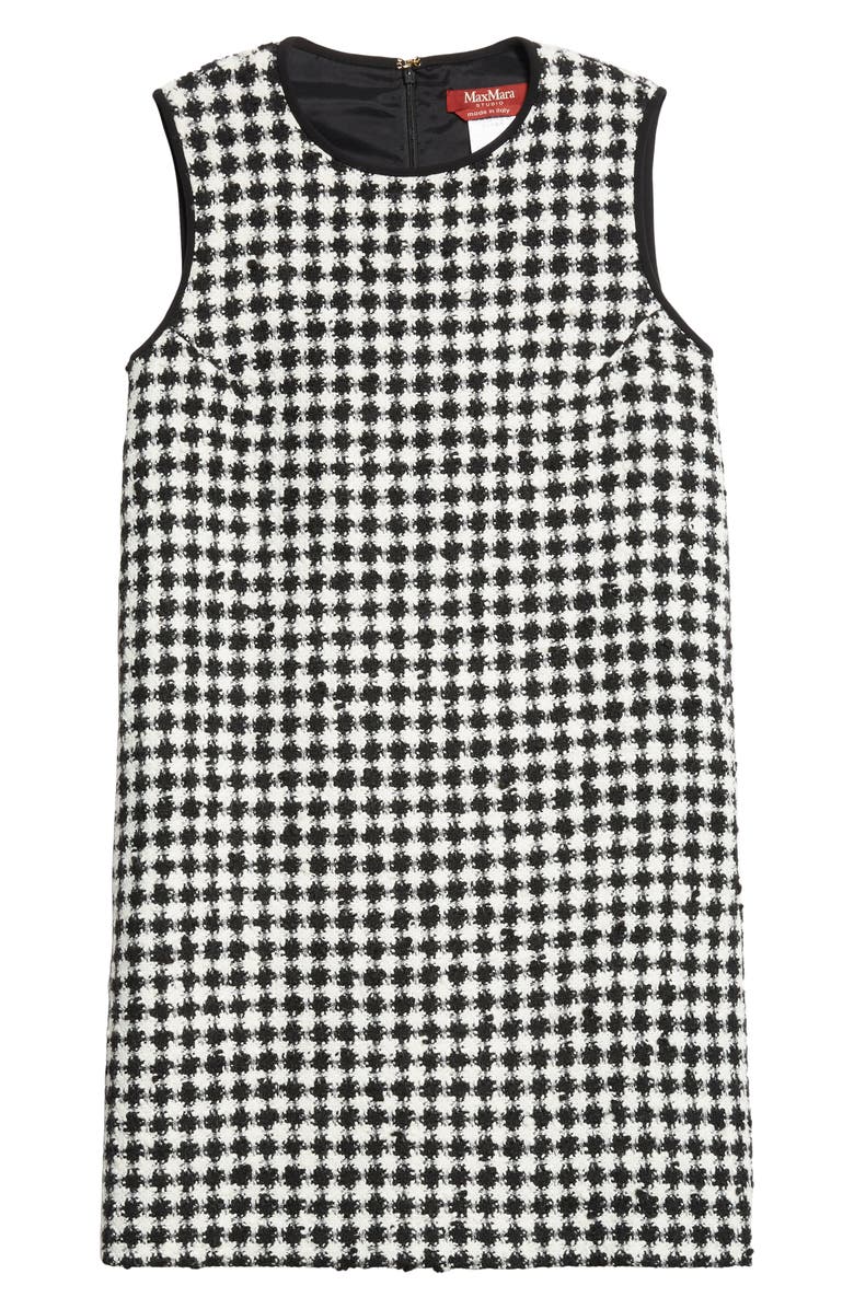 Max Mara Studio Moschea Houndstooth Tweed Shift Dress, Alternate, color, White/ Black