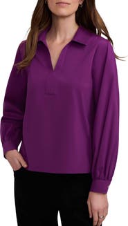 Foxcroft Alix Long Sleeve Popover Top