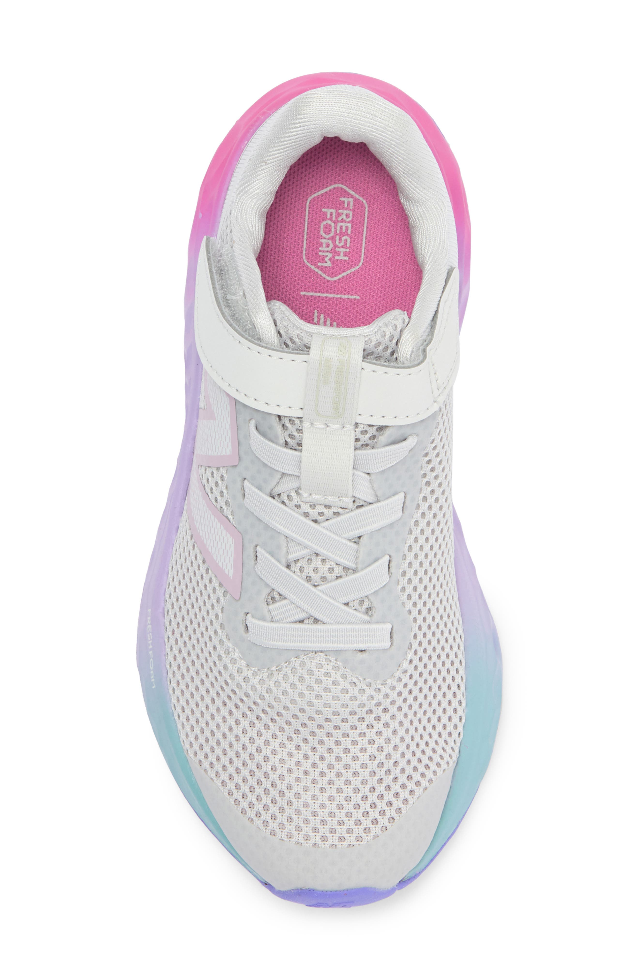 New Balance Kids' Fresh Foam Arishi V4 Bungee Sneaker, Alternate, color, Grey Matter/ Mid Century Pink