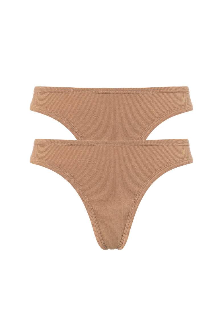 The Organic Cotton Dipped Thong 2 Pack, Alternate, color, Mocha