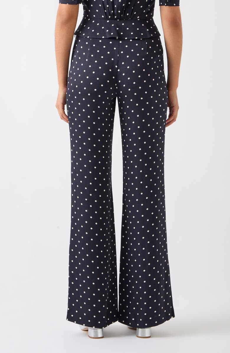 LK Bennett Elsie Polka Dot Flare Pants, Alternate, color, Navy Cream