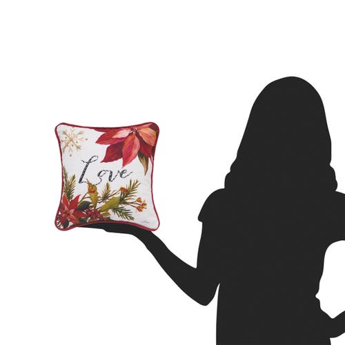 C & F Home C&f Home Love Poinsettia Small/petite Christmas Accent Pillow, 10" X 10" In Red