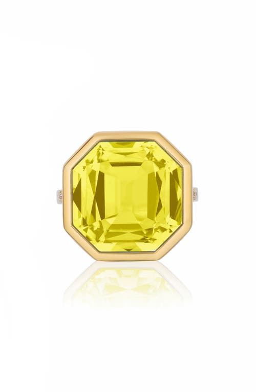 Goshwara Gossip Octagon Cut Stone & Pavé Diamond Ring In Green