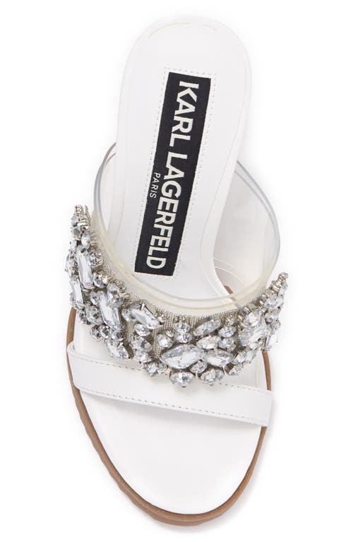 Karl Lagerfeld Bedika Crystal Embellished Clear Strap Sandal In White