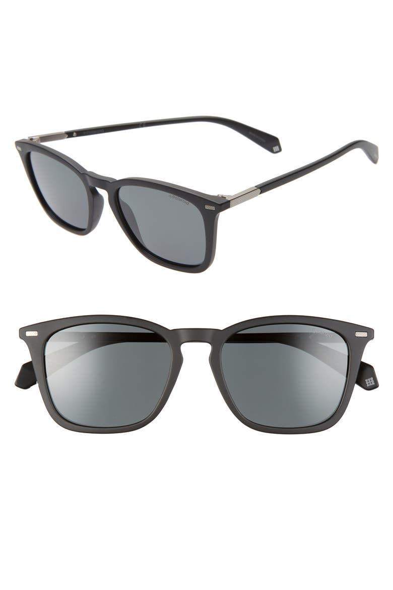 52mm Polarized Sunglasses, Main, color, MATTE BLACK/ GREY POLAR