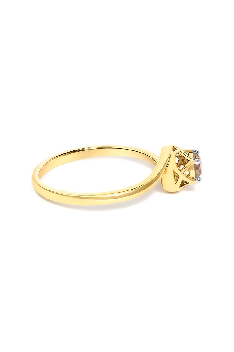14K Yellow Gold Plated Sterling Silver 1/5 Ct Light Brown Diamond Bypass Solitaire Ring, Alternate, color, Yellow Gold over Silver