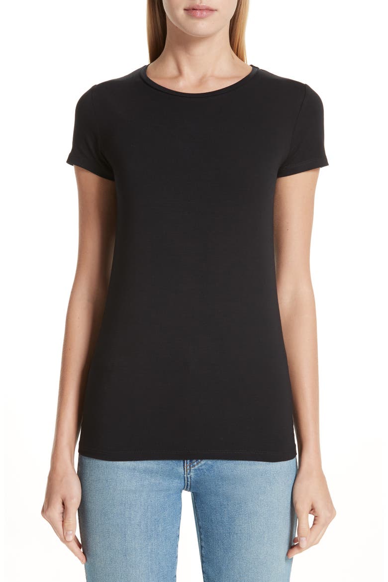 Majestic Knit Tee, Main, color, NOIR