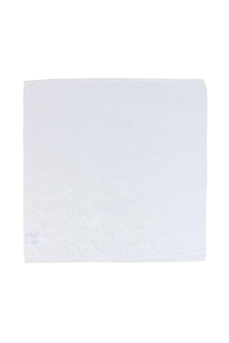 Banbury Tone on Tone Paisley 12 Inch Silk Pocket Square, Alternate, color, White