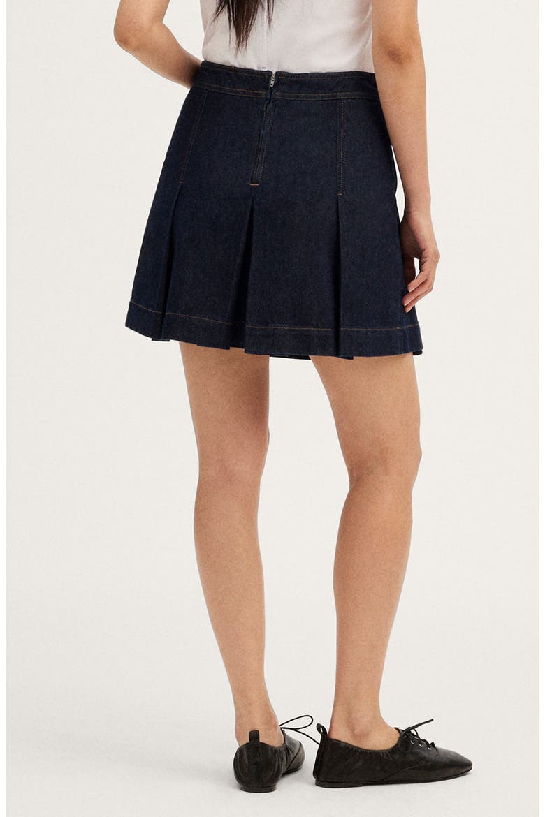 Denim Pleated Miniskirt, Alternate, color, RINSE WASH