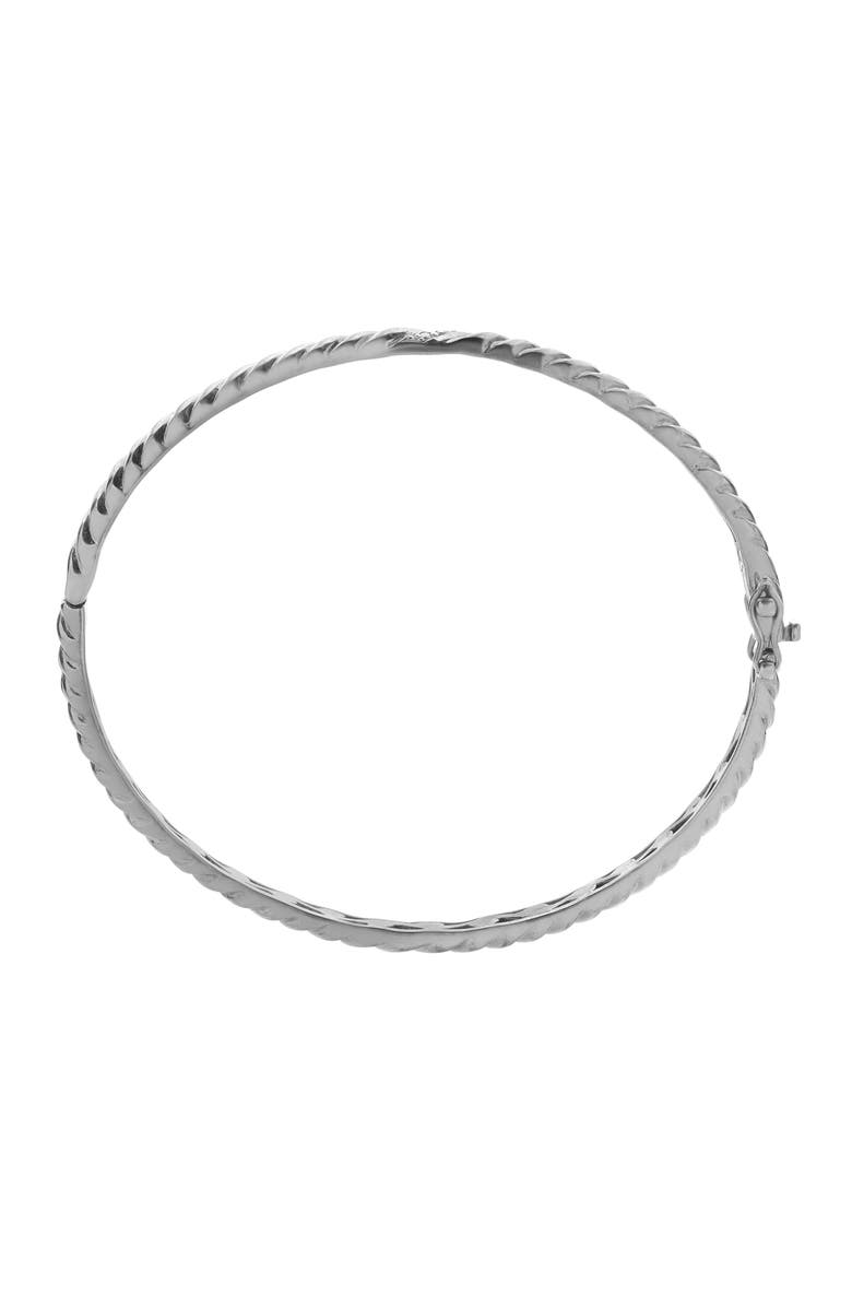 LuvMyJewelry Twisted Radiance 0.03 Ct Diamond Bangle in 925 Sterling Silver, Alternate, color, Sterling Silver