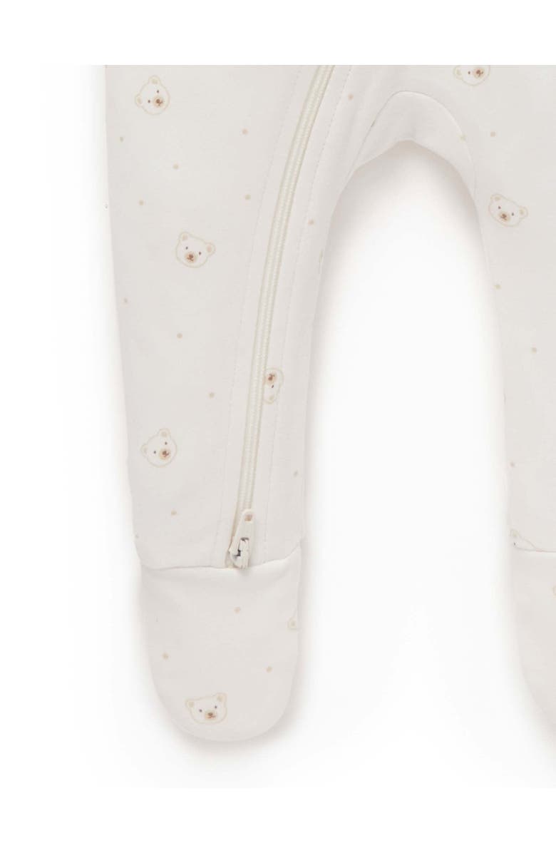 Purebaby Zip Growsuit & Hat Set, Alternate, color, Vanilla Bear