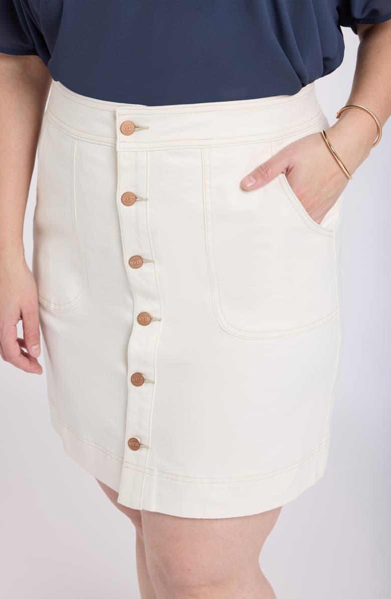 NYDJ High Waist A-Line Denim Utility Skirt, Alternate, color, Vintage White