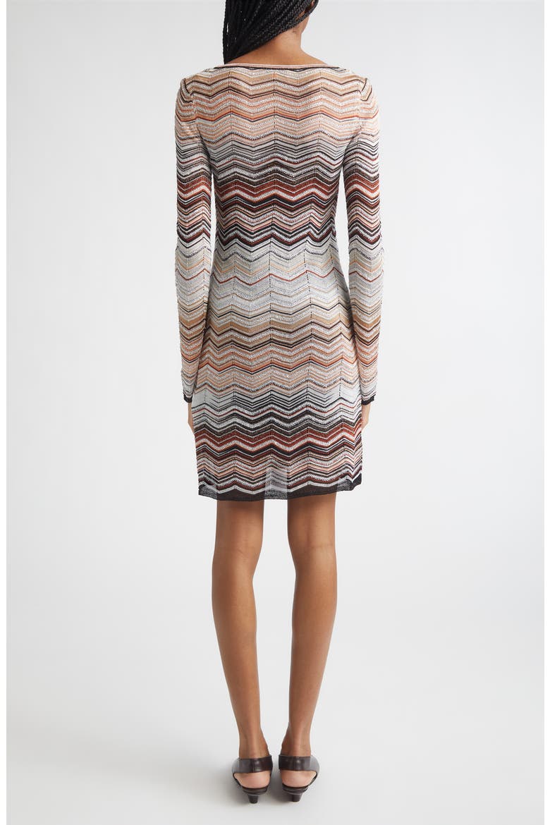 Metallic Zigzag Sequin Long Sleeve Sweater Dress, Alternate, color, RED AND BEIGE TONES