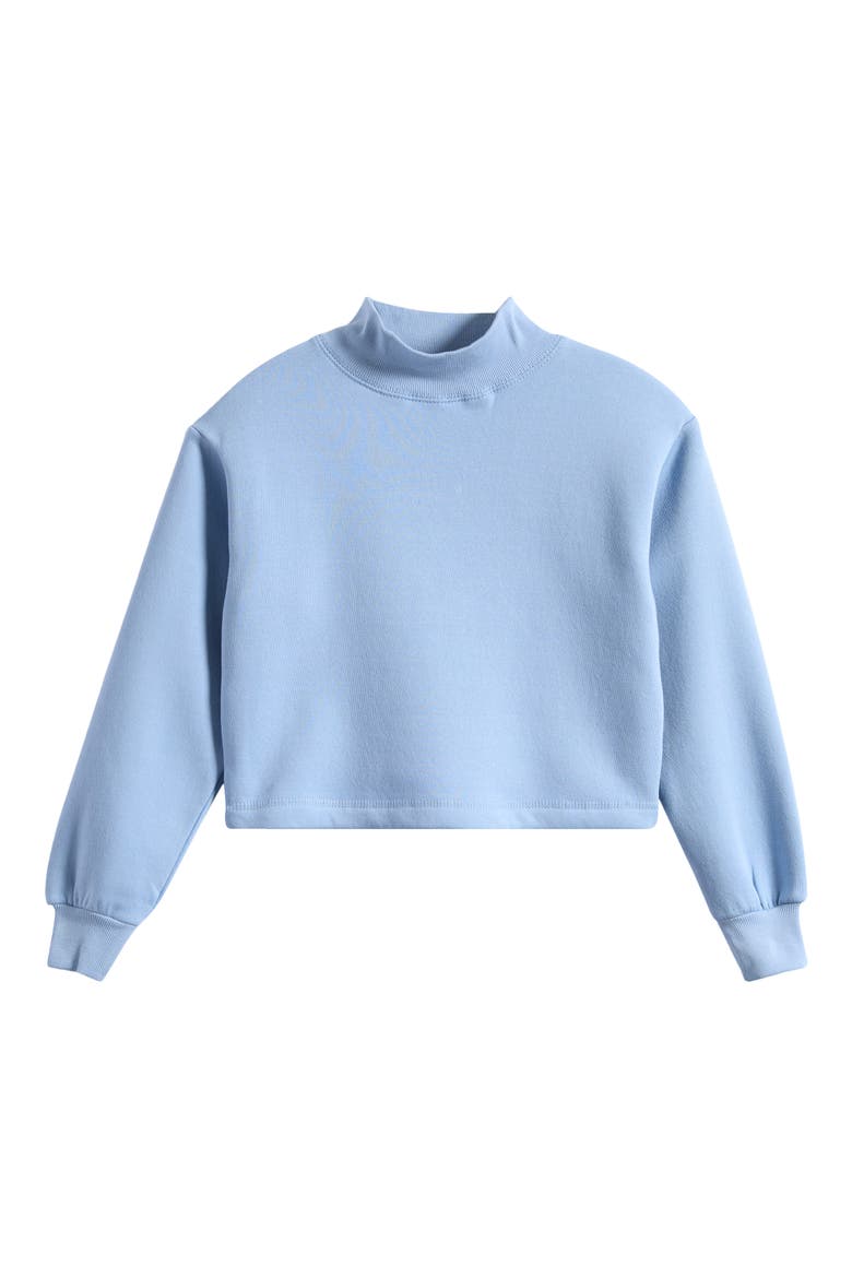 Kids' Mock Neck Cropped Sweatshirt, Main, color, POWDER BLUE