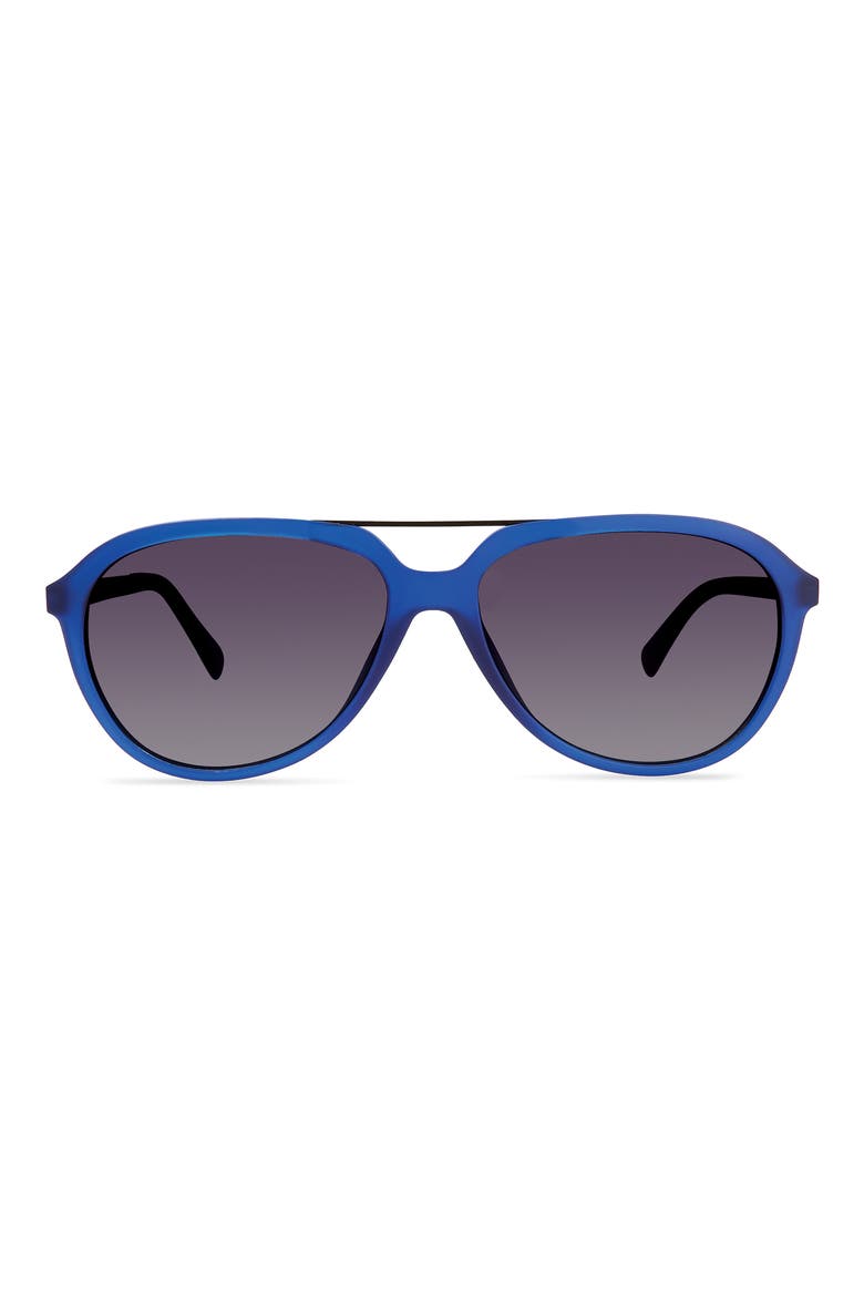 Tiber 56mm Polarized Shield Sunglasses, Main, color, DARK BLUE