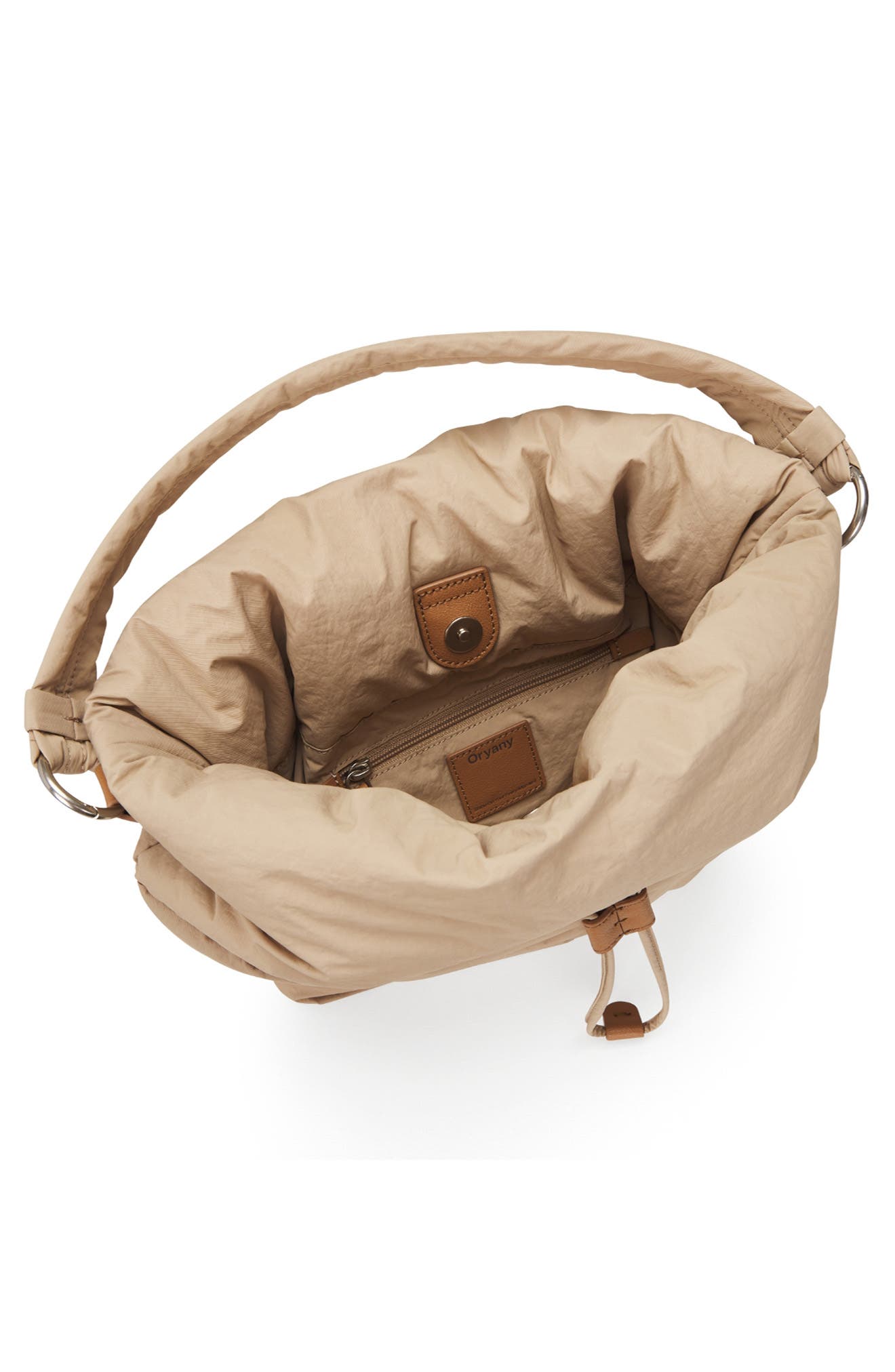 Oryany Medium Pillow Nylon Bucket Bag, Alternate, color, Beige