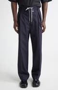 Maison Margiela Pleated Pinstripe Drawstring Waist Pants