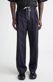 Maison Margiela Pleated Pinstripe Drawstring Waist Pants