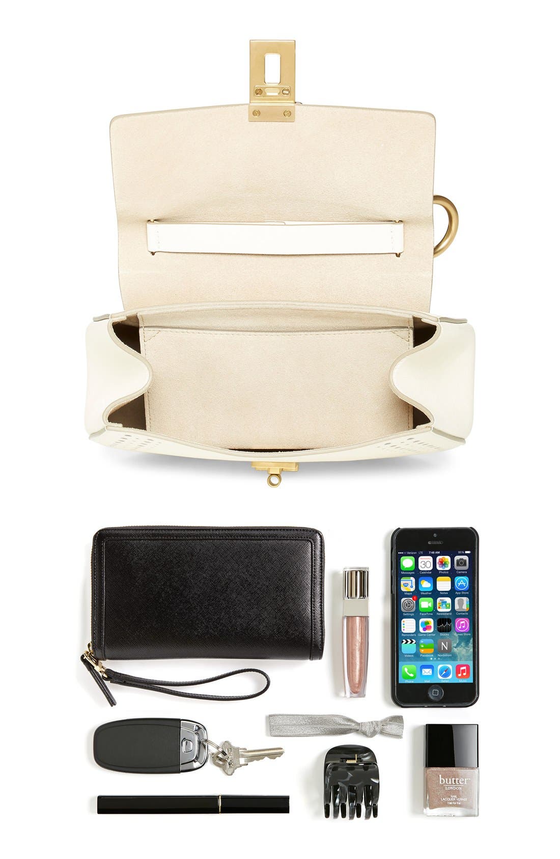 'Mini Drew' Calfskin Leather Shoulder Bag, Alternate, color, LACE WHITE