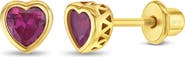 In Season Jewelry Heart CZ Bezel Girl Earrings