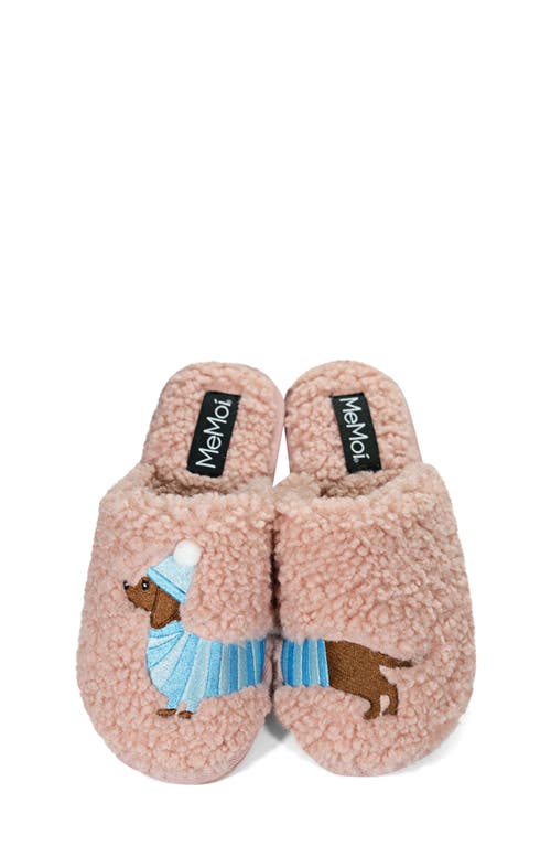 MeMoi Doggone Silly Faux Shearling Memory Foam Slipper in Blush 