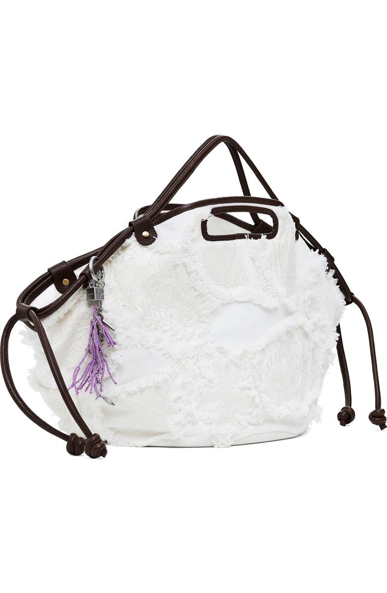 Desigual Raw Edge Detail Shopping Bag, Alternate, color, White