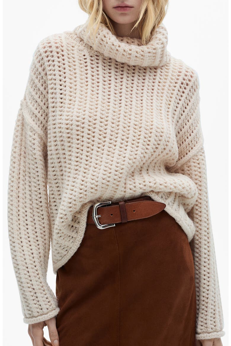 Openwork Turtleneck Sweater, Main, color, ECRU