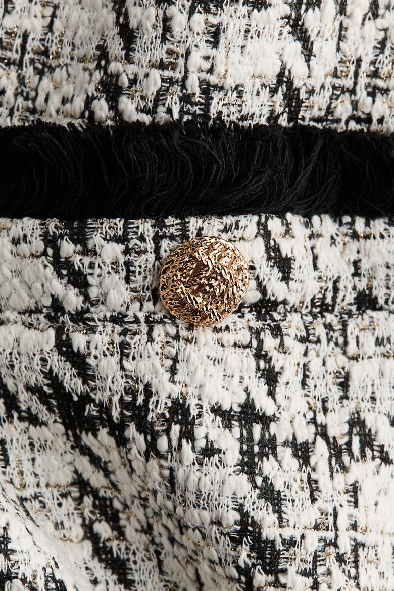 Bouclé-knit Skirt With Fringe, Alternate, color, Cream/checked