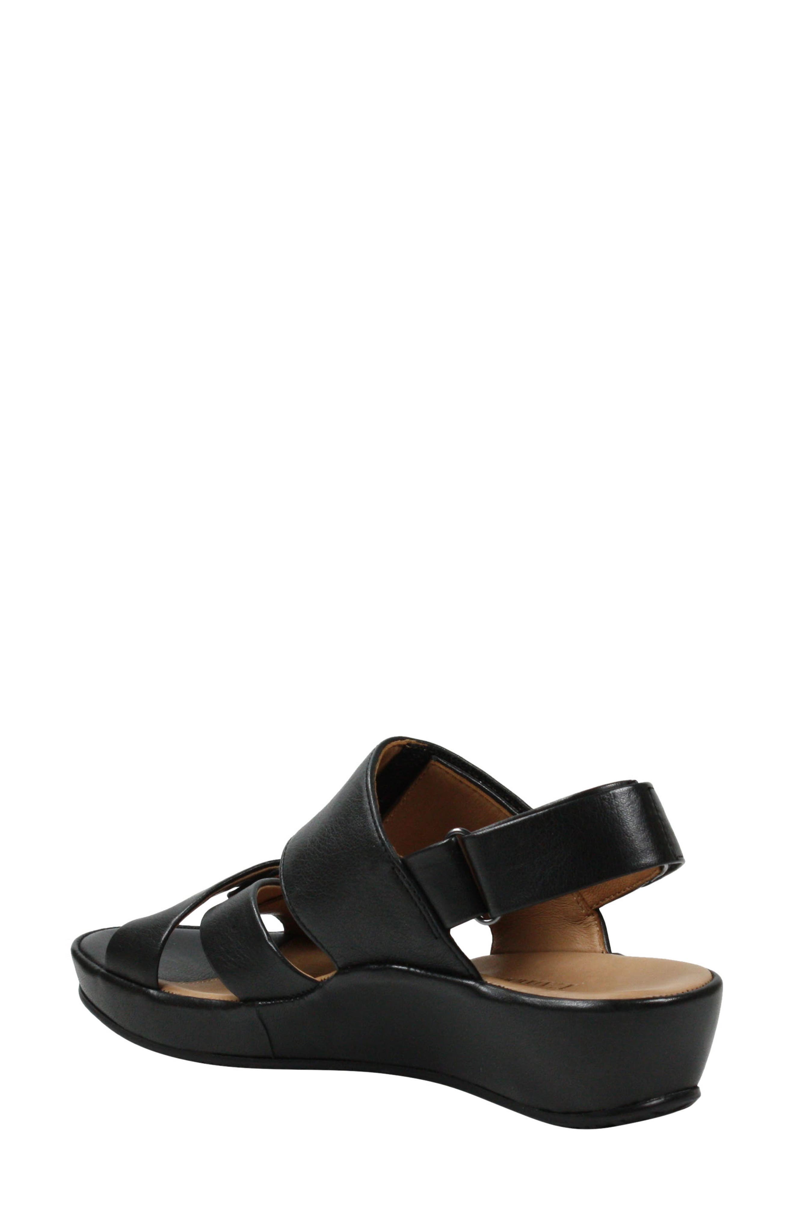 Calantha Wedge Sandal, Alternate, color, BLACK LEATHER