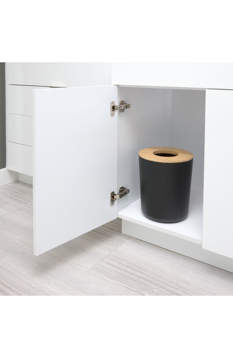 iDesign Small Round Bathroom Trash Can - Set of 2 - Matte Black, Alternate, color,