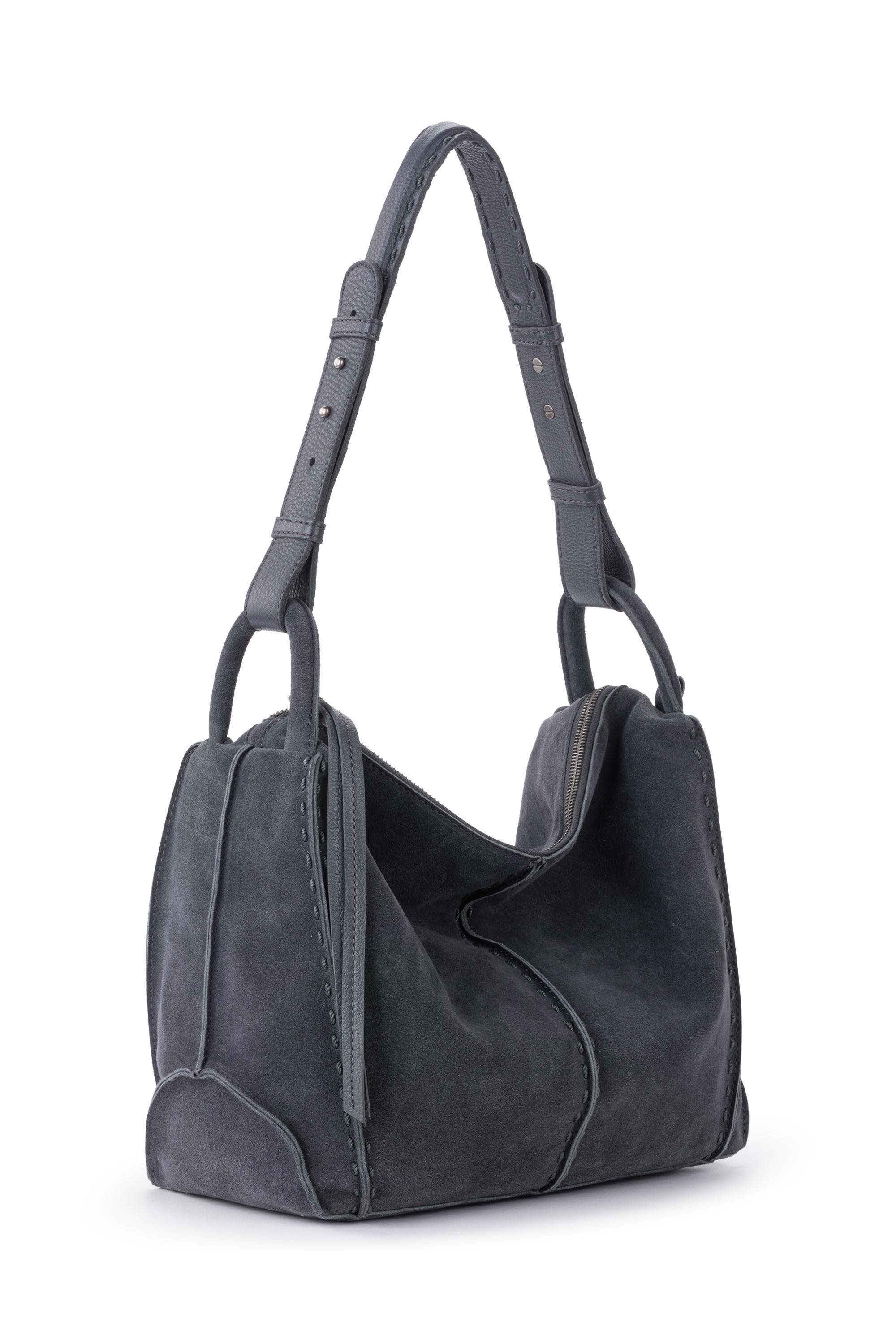 Los Feliz Hobo Leather Bag, Alternate, color, Storm Grey Suede