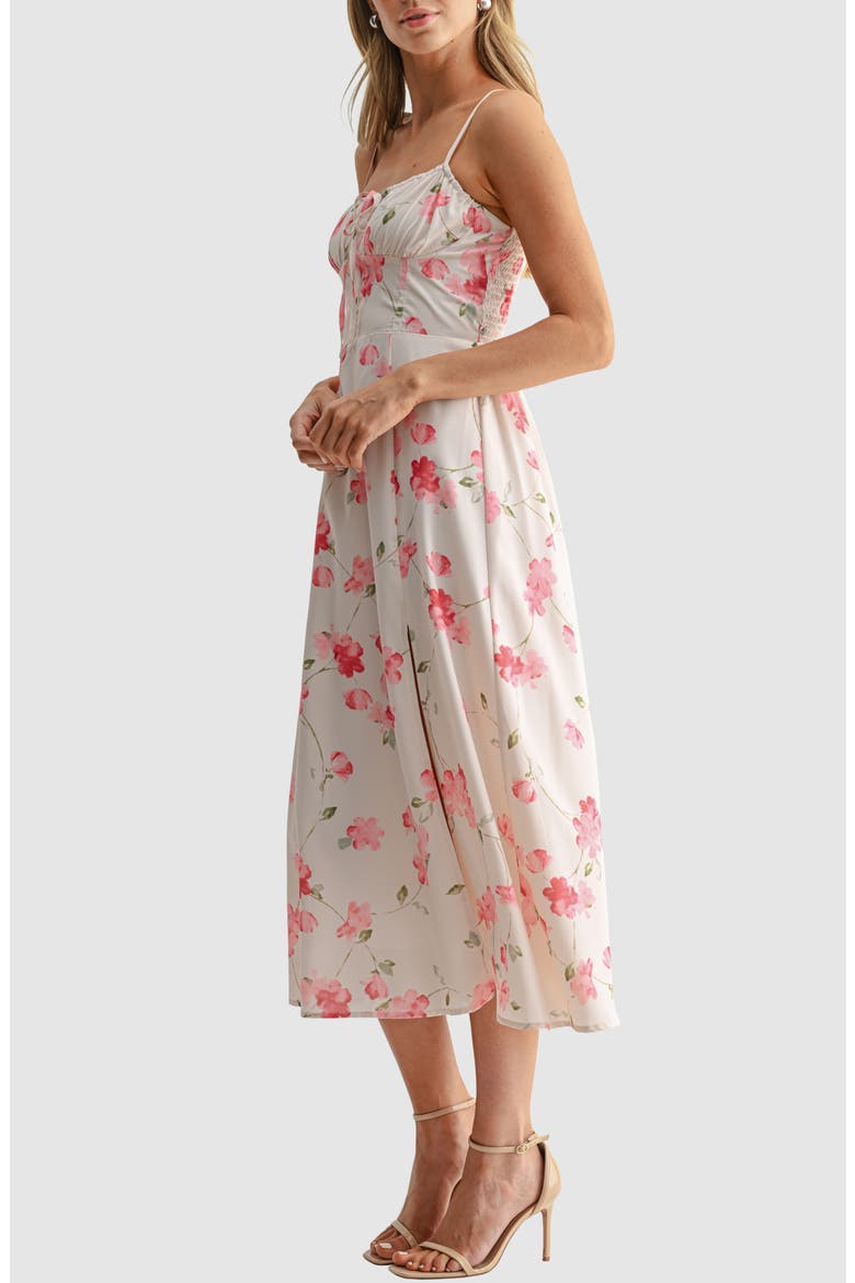 Floral Spaghetti Strap Midi Dress, Alternate, color, CREAM PINK