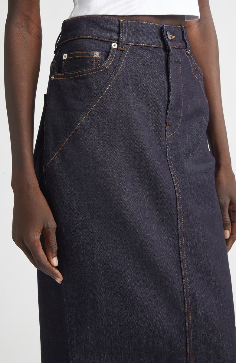 Givenchy Kick Back Denim Midi Skirt, Alternate, color, Dark Blue