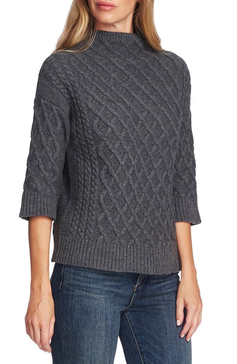 Vince Camuto Chunky Cable Knit Funnel Neck Sweater, Main, color, 