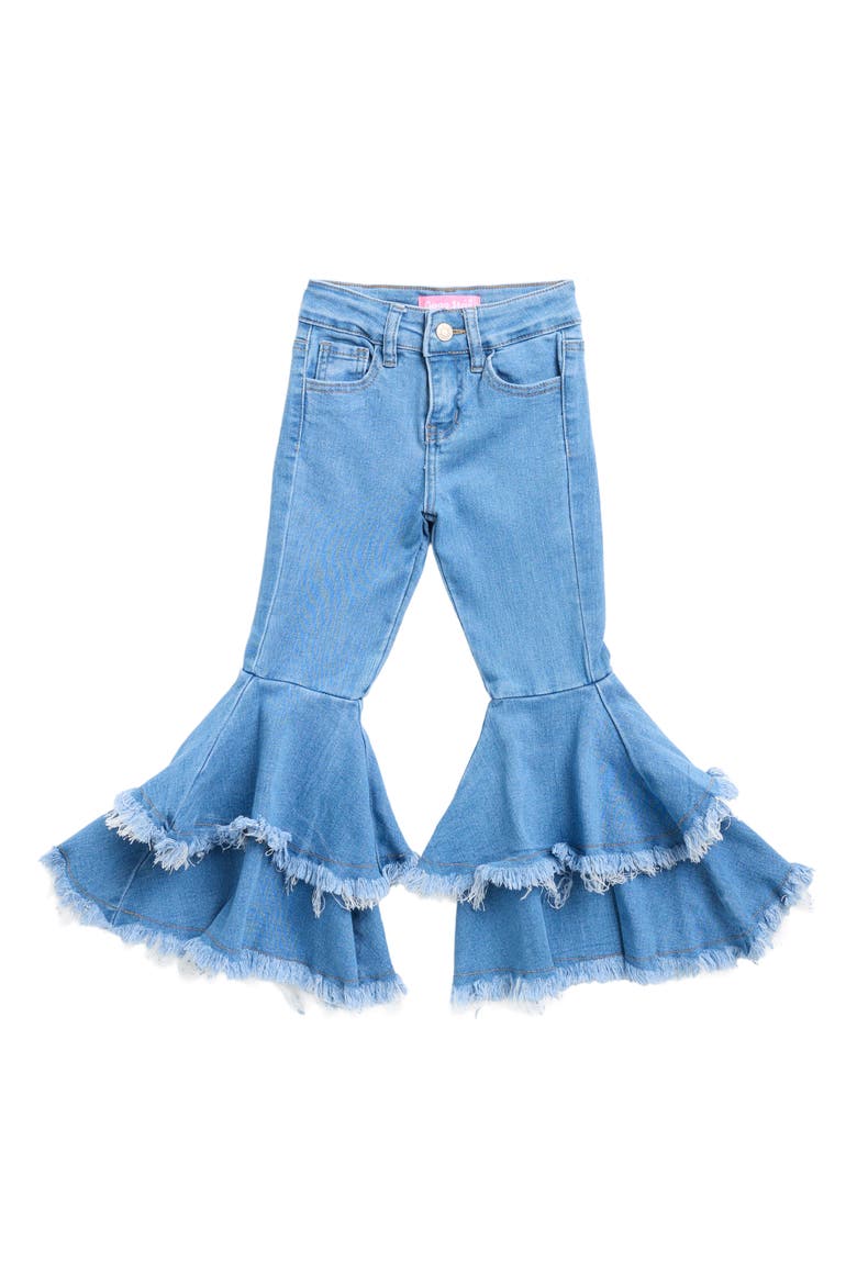 Kids' Double Ruffle Flare Jeans, Main, color, LIGHT WASH