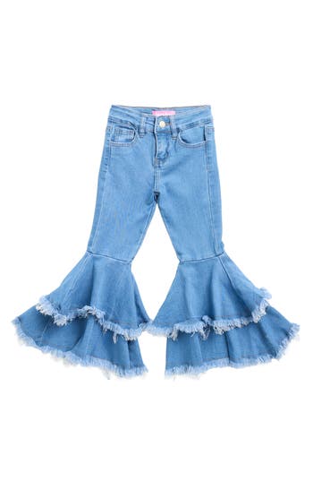 Gogo Star Kids' Double Ruffle Flare Jeans In Blue