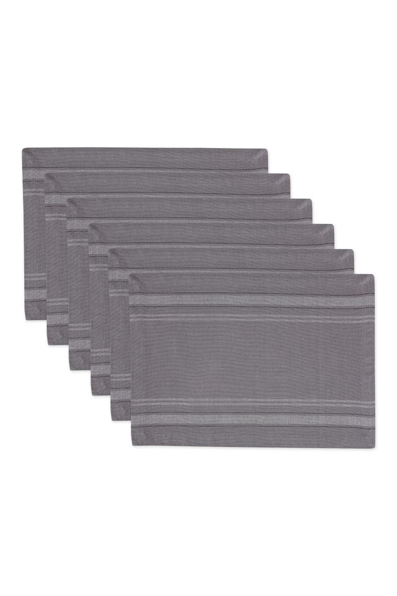 Chambray French Stripe Placemat Set/6, Main, color, Gray