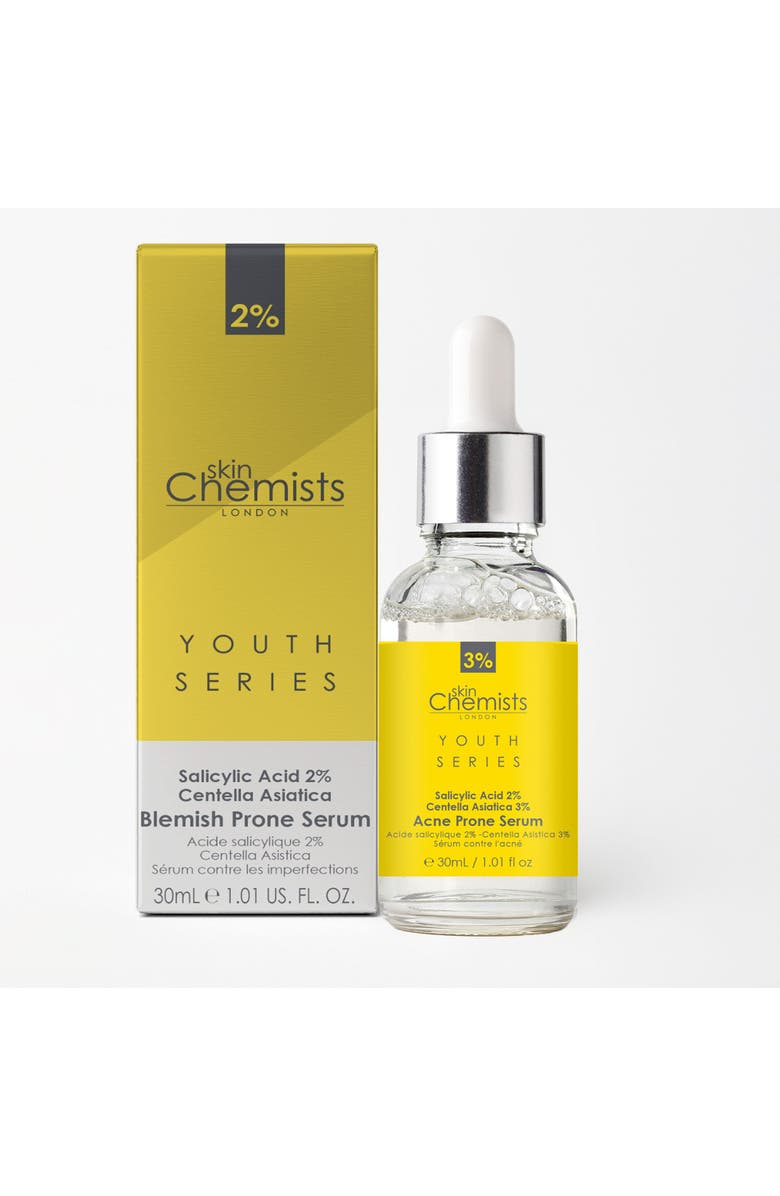 SKINCHEMISTS Youth Series Acne Prone Serum Salicylic Acid 2%, Centella Asiatica 3% 30ml, Main, color, White
