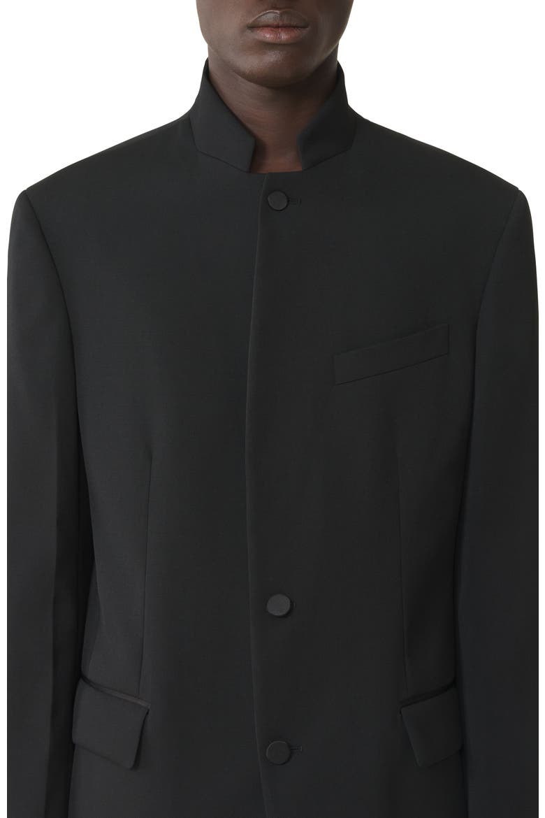 Black Wool Jacket With Stand-Up Collar, Alternate, color, Black