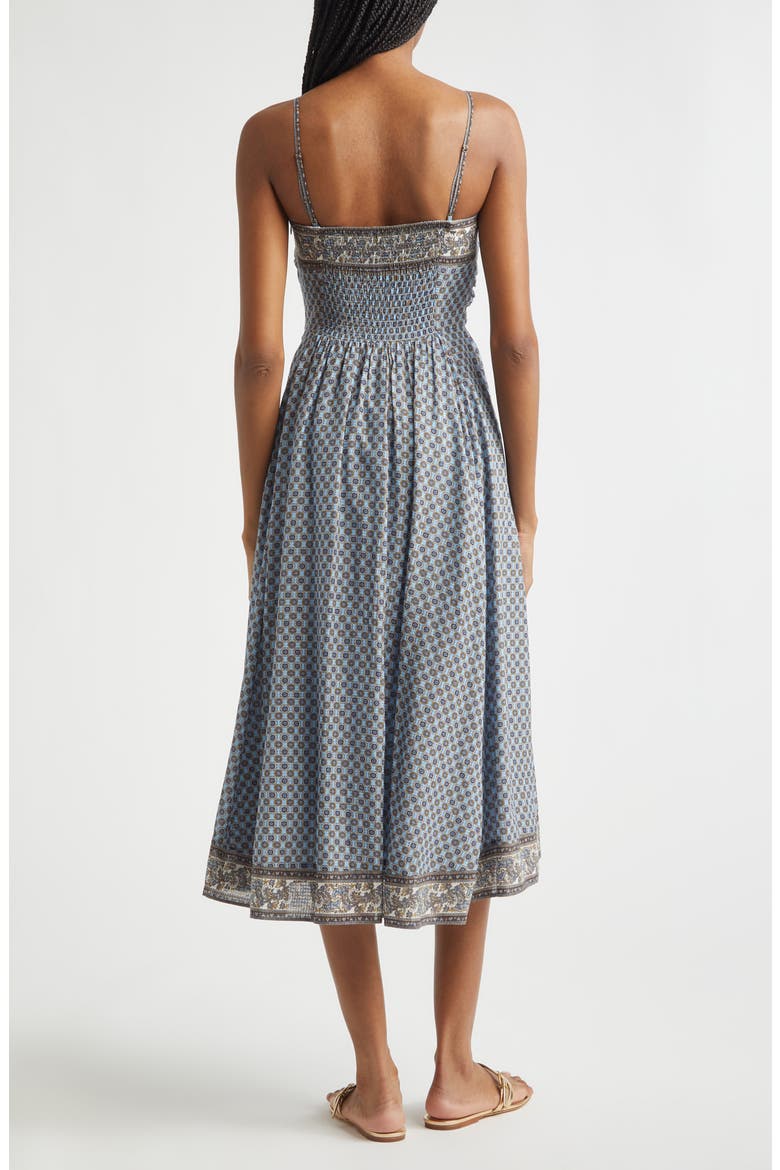 Lana Ruched Medallion & Paisley Print Midi Dress, Alternate, color, BLUE JAY MULTI