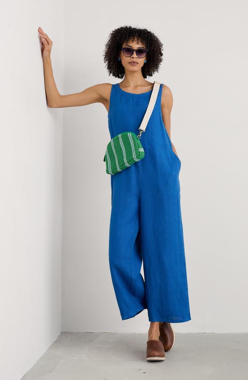 Seasalt Cornwall Salt Airy Crop Wide Leg Linen Jumpsuit In Blue