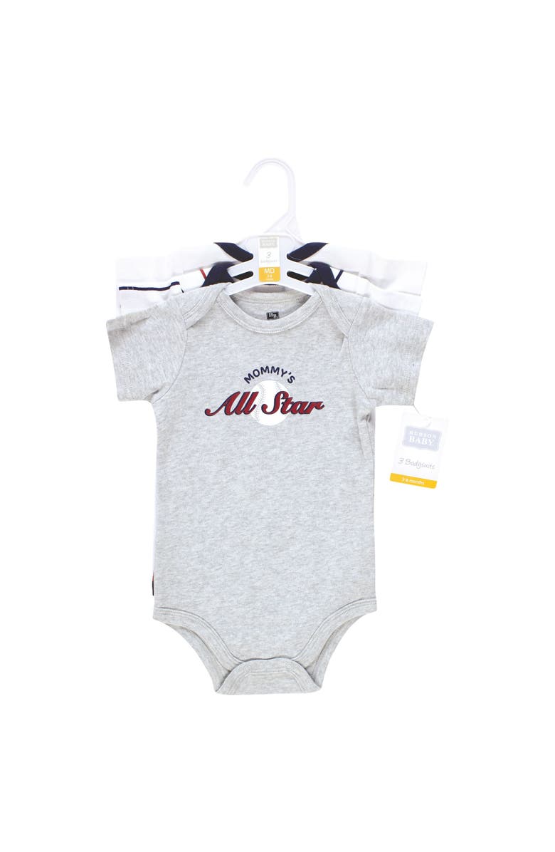 Hudson Baby Little Soft Cotton All-in-One Outfits, Set of 3, Alternate, color, Mommy's All Star